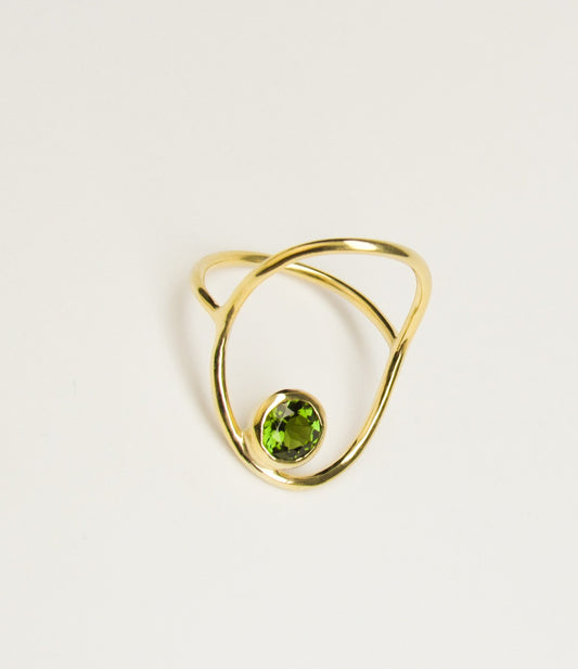 Anel Sicília Turmalina Verde em Ouro Amarelo 18k
